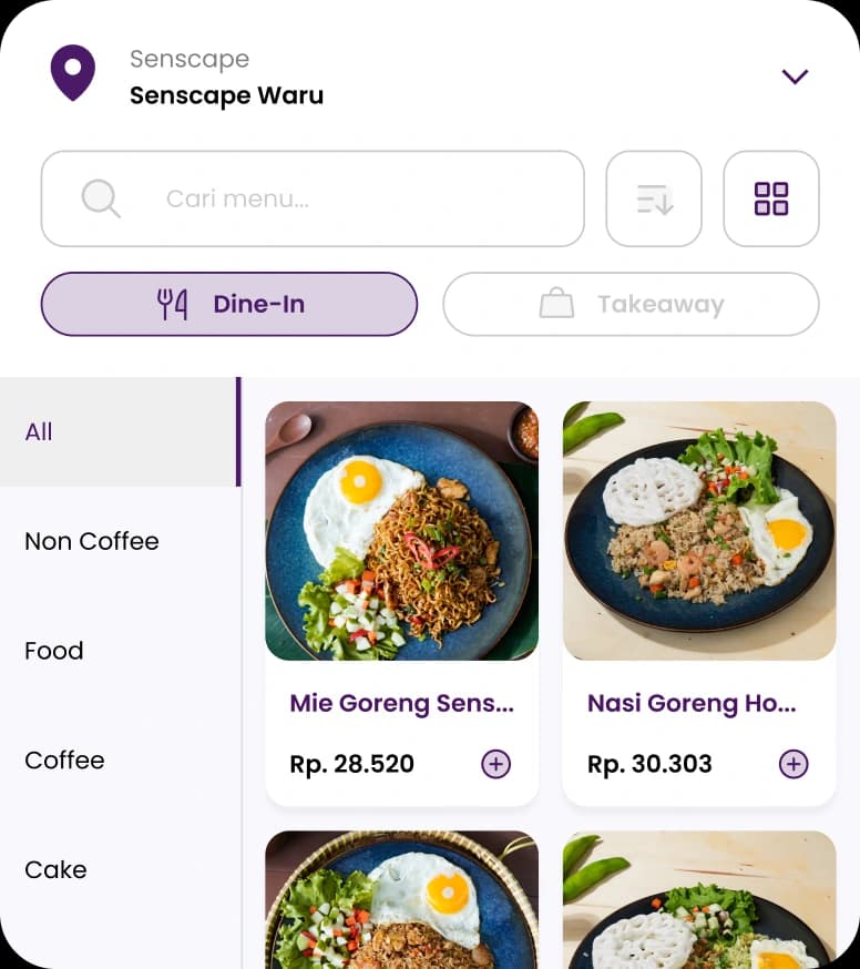 Self Order Screen